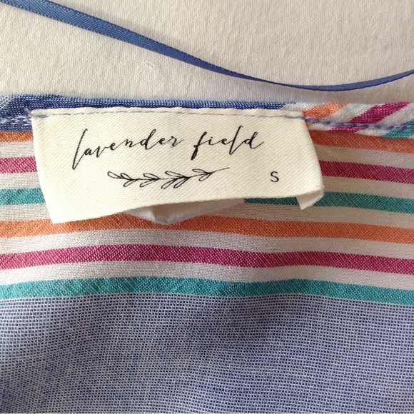 Lavender Field Top Boho Striped Tie Front Crop size small - Picture 3 of 9